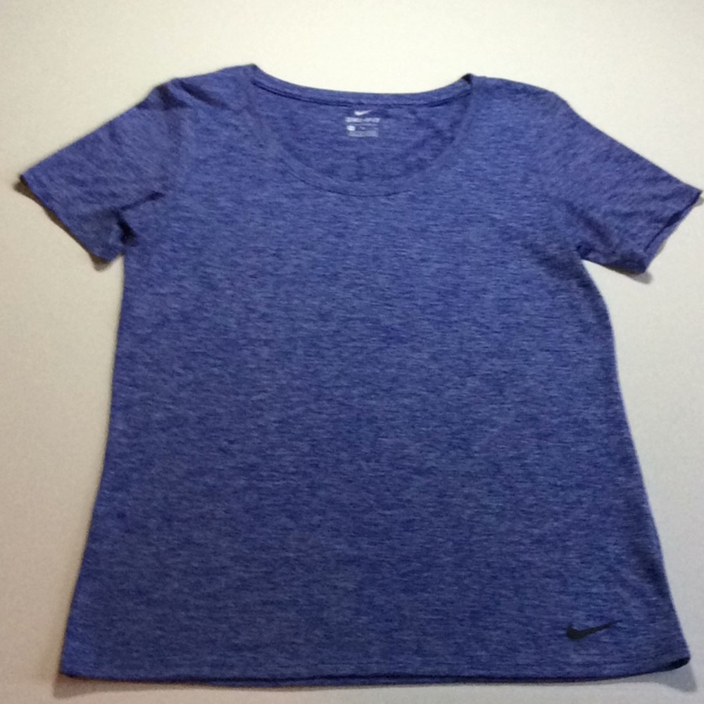 Nike Top Women Dri Fit Blue Short Sleeve Size Medium 100% Polyester